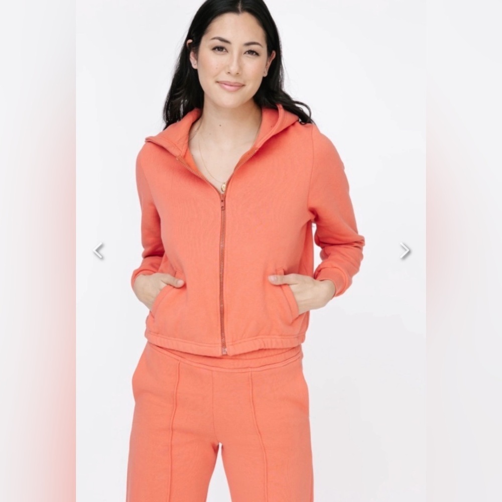 SMASH + TESS Set of Ava Zip Up Hoodie & Wide Leg Pant size 2XS - Burnt Sienna - Picture 3 of 17
